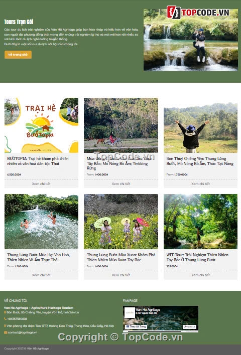 Website du lịch,tour du lịch,du lịch tây bắc,Sharecode,Sharecode Website tour du lịch núi rừng Tây Bắc